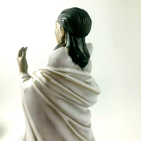 Vintage Shiwan Ceramic Scholar Figurine Handcrafted Chinese Immortal with Fan Sh - Picture 8 of 10